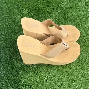 I.AM.GIA Tan Wedge Platform Sandals